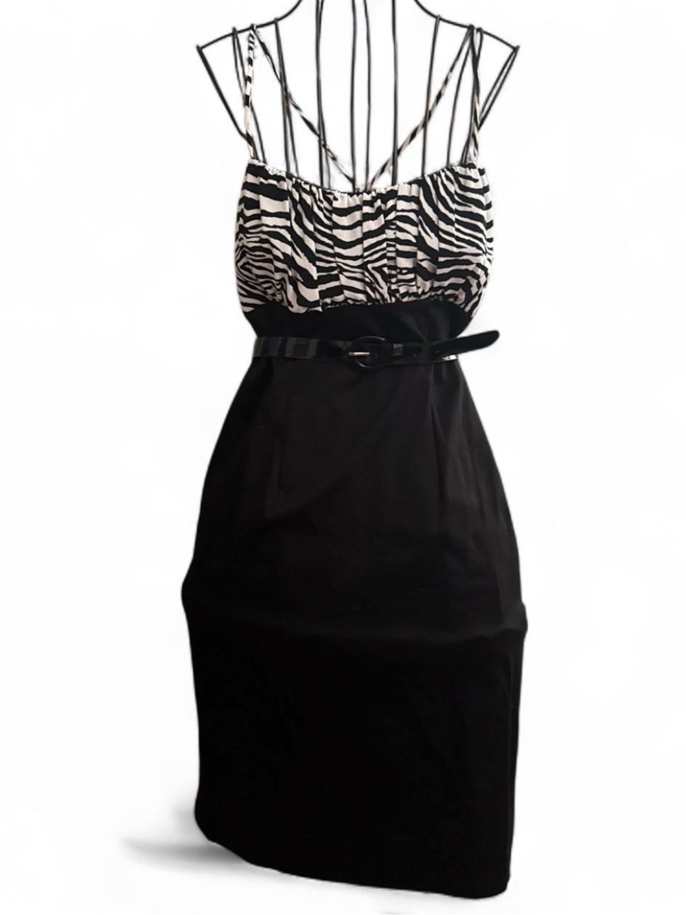 NWT Zebra Print Belted Pencil Bodycon Knee Length Dress Sz 10